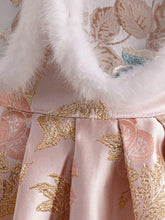 Young Girl' Orange Chinese New Year Dress, Traditional Jacquard Design Mini Qipao